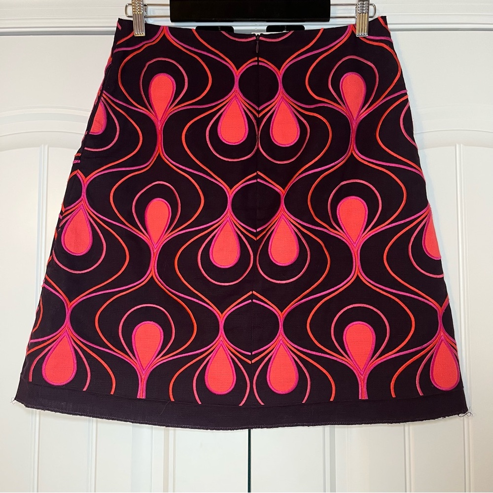 Boden Retro Swirl Embroidered Skirt Size 8 Cotton Pattern Geometric - Picture 4 of 6